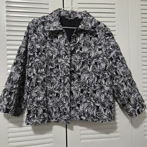 Samuel Dong Textile Art Jacket Black And White Abstract Pattern Size 8
